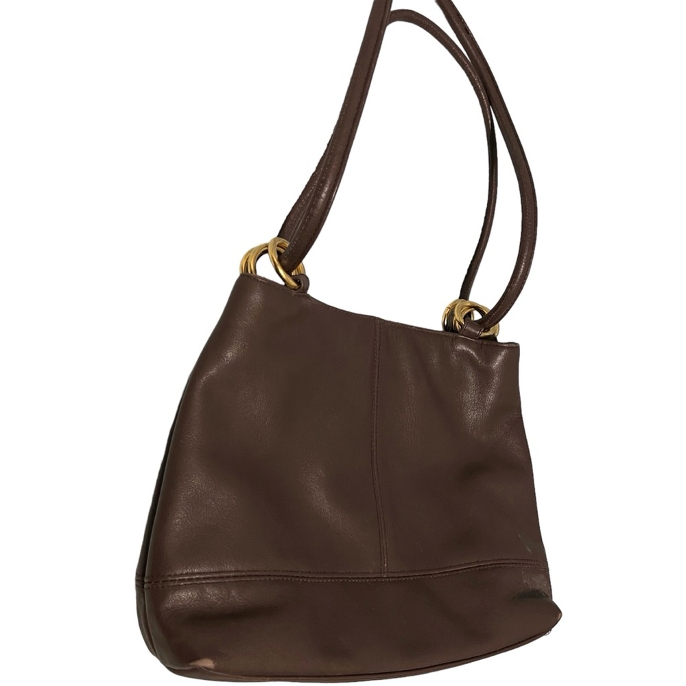 Albi Brown Hobo Shoulder Bag Snap Closure Two Zip Compartments Adjustable